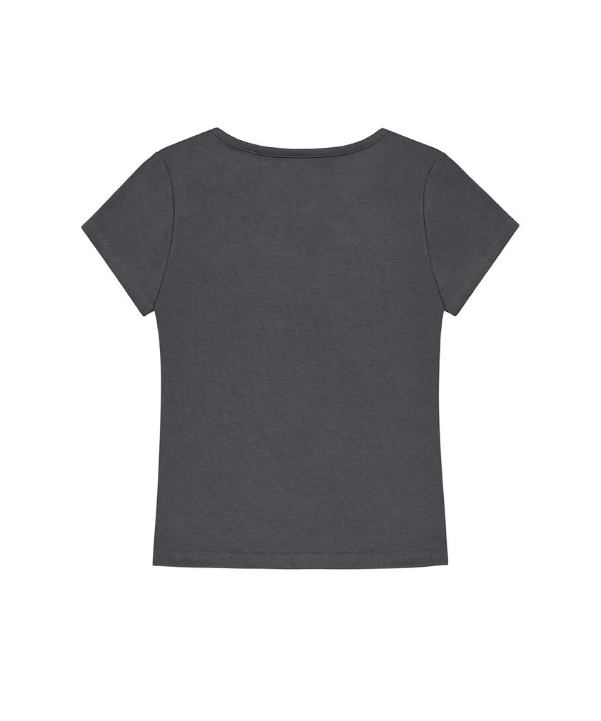 ROCKCAKE Essential Henly Neck Top - Charcoal