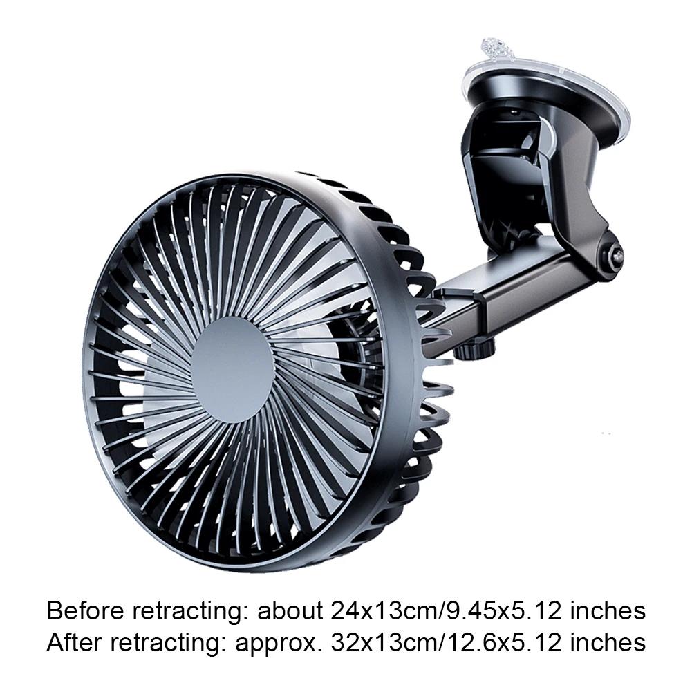 12V 24V Car Cooling Fan Usb Car Fan 360 Degree 3 Speeds Adjustable Car Windshield Desk Fan Auto Cooler Air Fan Car Accessories