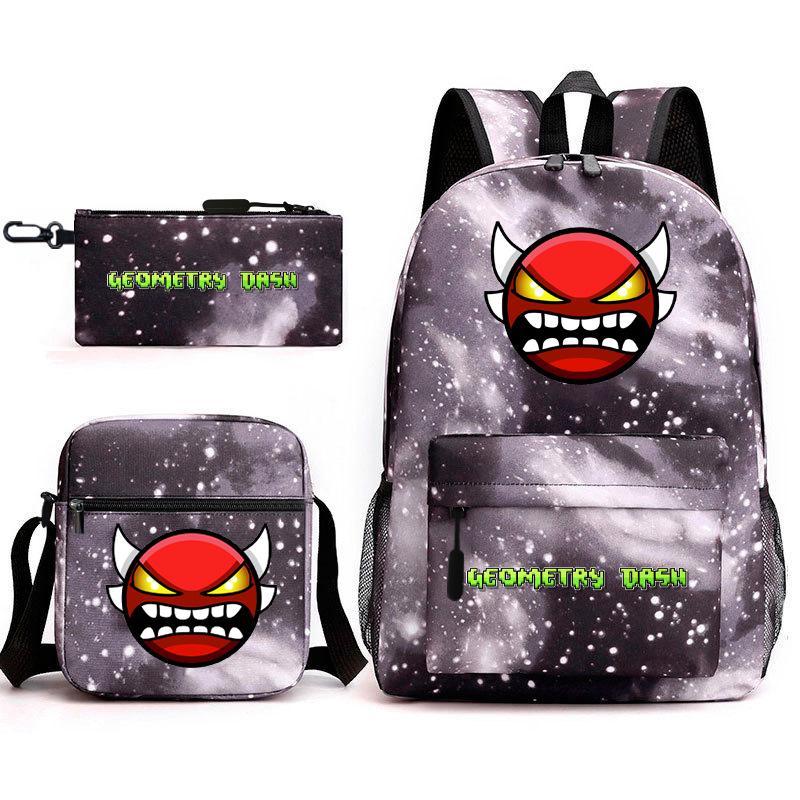 Geometry Sprint Game Backpack Geometry Dash Heat Transfer Backpack Elementary School Bag Leisure Bag
