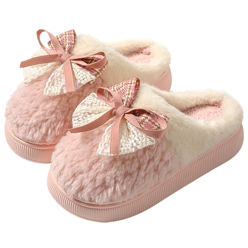 Cotton Slippers for Women's Inner Home, Thick-soled Plush Couple Shoes