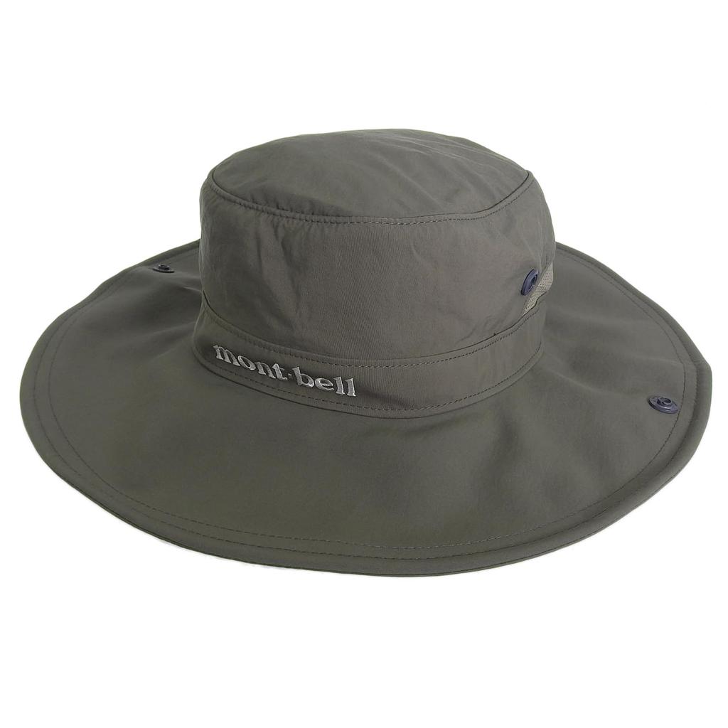 Montbell Breitkrempiger Hut Herren Damen Hut Outdoor Trekking Aktivität Nylon 8cm Krempe UV-Schutz Sonnenschutz 1108743 (khaki/grün)