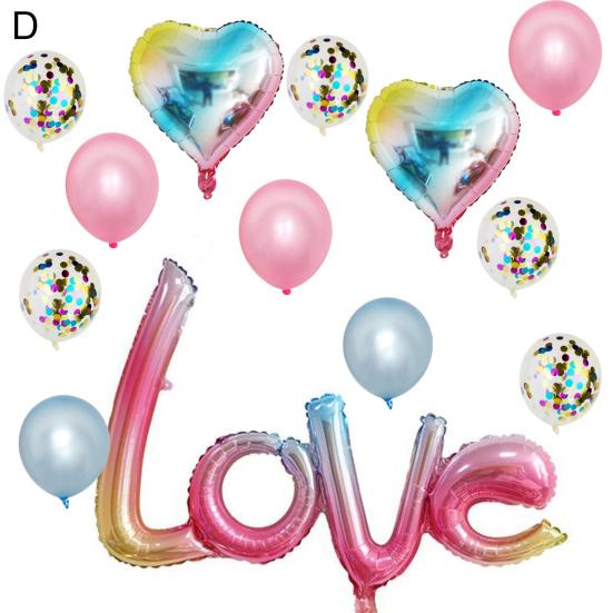 1 Set Heart Balloon Inflatable Conjoined Aluminum Foil Happy Valentine's Day Love Letter Balloons Decor for Holiday