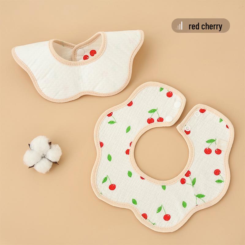 Waterproof Crêpe Fabric Baby Bib - Petal Design, Cotton Autumn/Winter Model for Newborns and Infants.