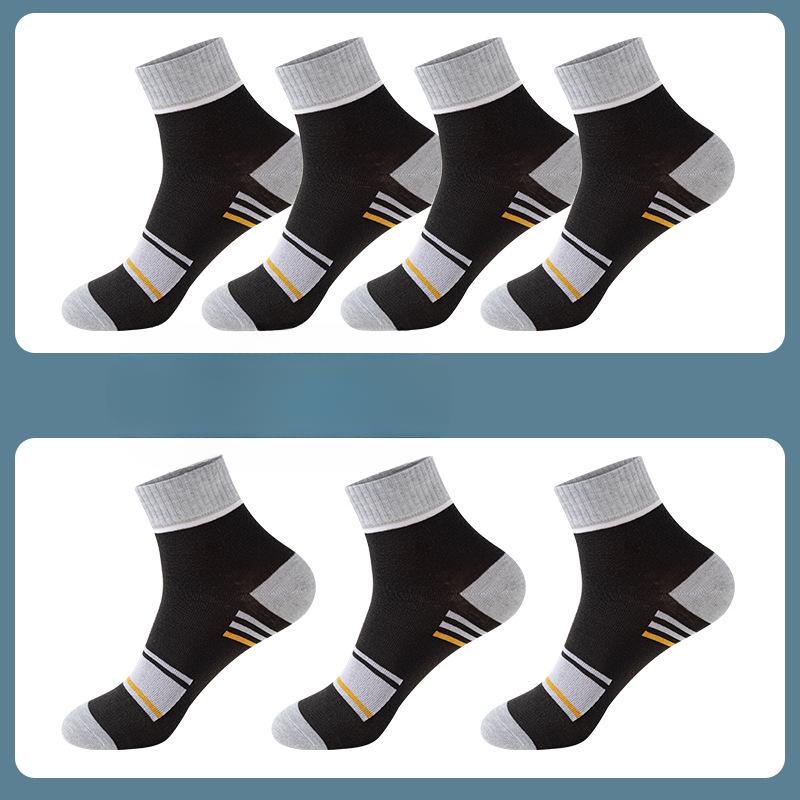 Men's Spring and Autumn Pure Cotton Sports Sweat Absorbing Breathable Color Striped Socks