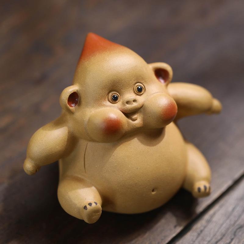 Yixing Zisha Vajra Monkey Lid Saucer Tea Pet Boutique Lucky Model Tea Figurine Play Toys Tea Statue Ornaments Accessories Craft