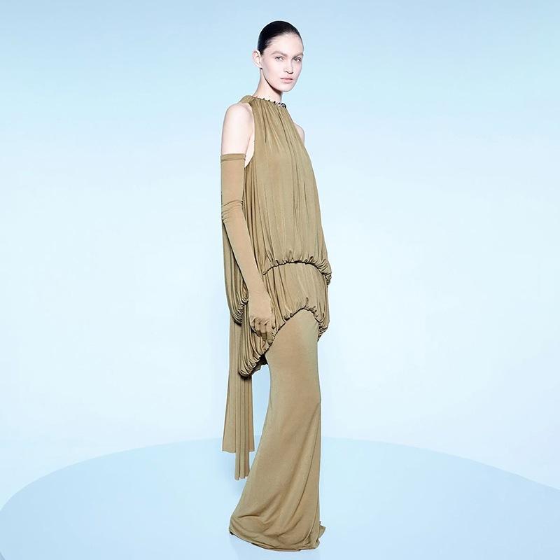 2026 European and American summer new fashion folds irregular temperament fashion niche design dress women