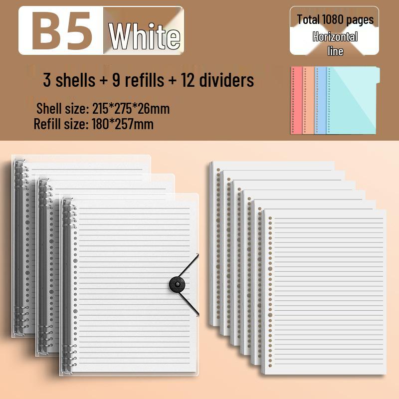 Comfortable B5 Loose-Leaf Notebook: Lined, Removable Binder, Simple Ins Style, Aesthetic Design, Ideal for Exams and High School Students.