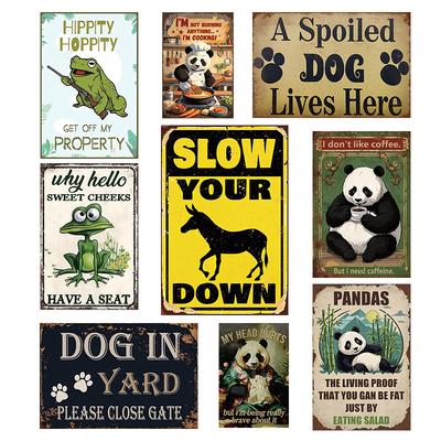 Schicke Kinderzimmer Dekoration Metall Blechschild Vintage Niedlicher Panda Forg Kunst Poster Metallschilder für Süße Heimdeko Zubehör