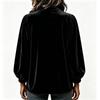 Women's Velvet Pullover Top with V-Neck and Ruffle