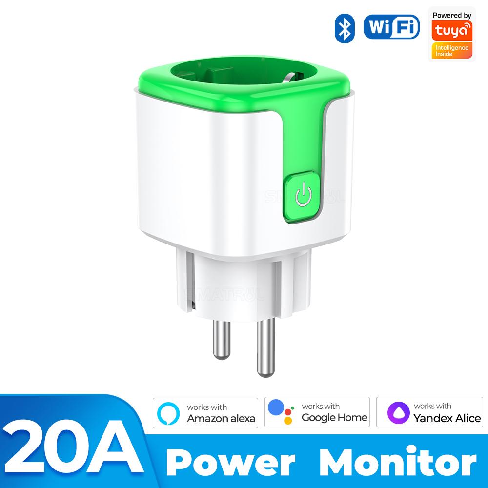 20a/16a Tuya Wifi Eu Smart Plug Outlet 220v Power Monitor Wireless Socket Remote Timer Electrical Control For Google Home Alexa