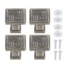 4PCS Vintage Knobs Punch Free Adhesive Retro Copper Cabinet Door Handle with Sticky Plate Screw for Cupboard