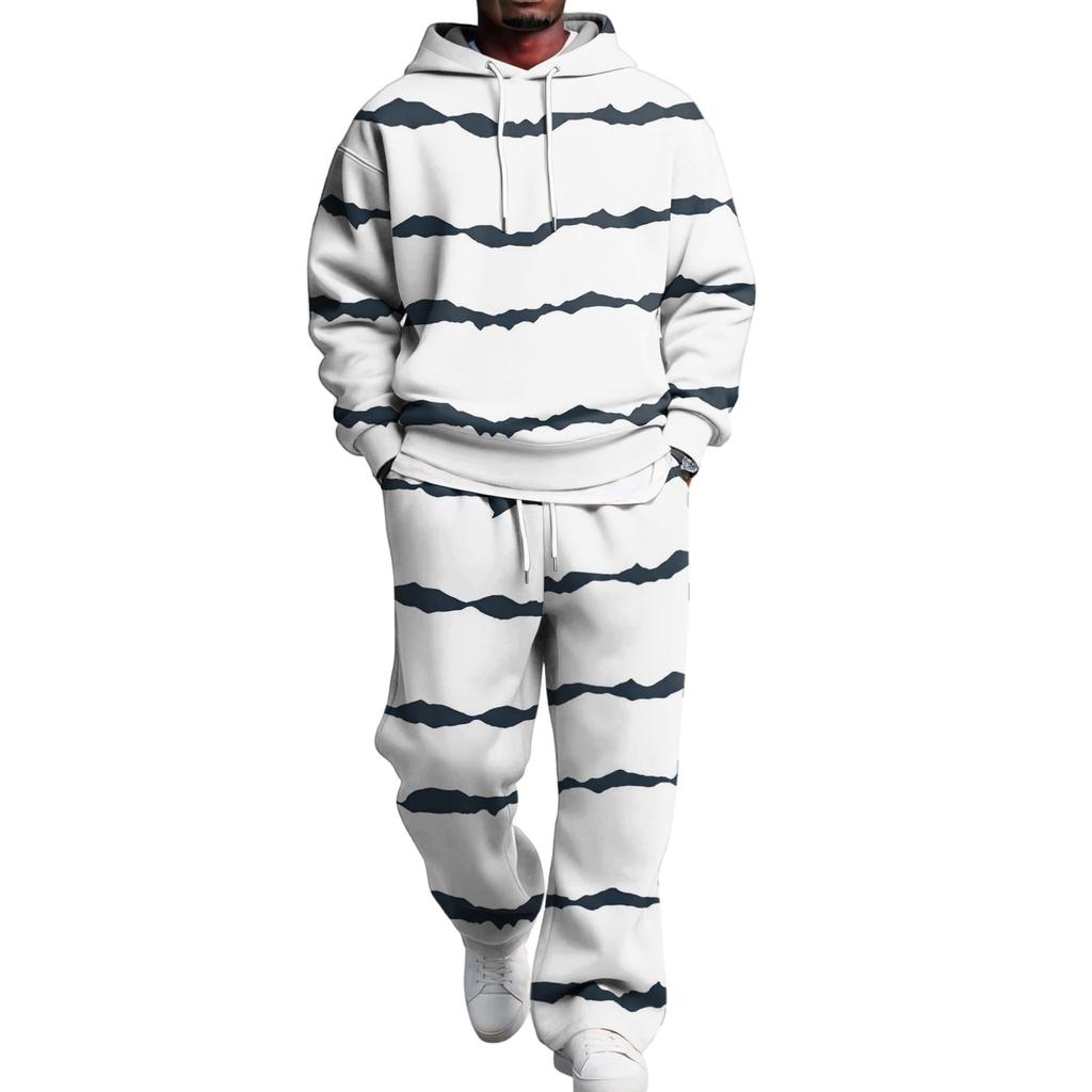Men's Hoodie and Sweatpants Set with Elastic Waist, Casual Two Piece Outfit