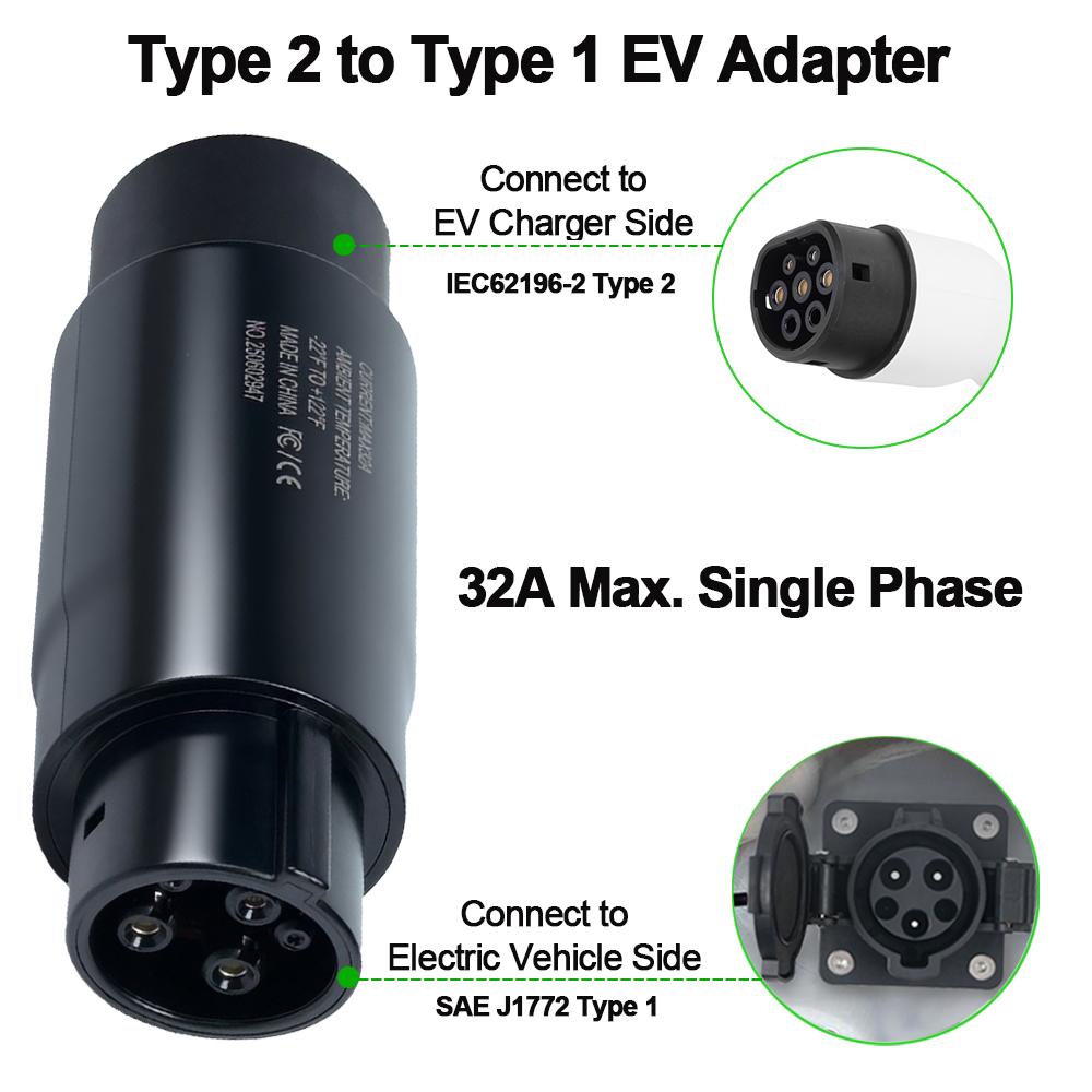 Type 1 to Type 2 Adapter Electric Vehicle Charger Type 2 to Type 1 AC Adaptor GB/T EVSE Charging Convertor For Electric Cars