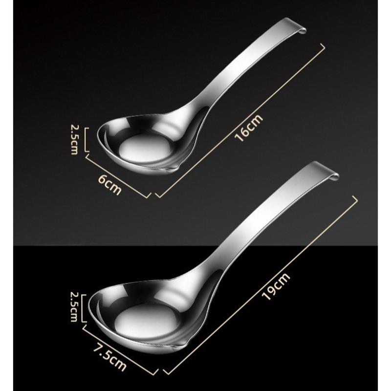 1PC Spoon Stainless Steel Deepened Spoon Household Soup with Hook Porridge Large Tableware Household Goods