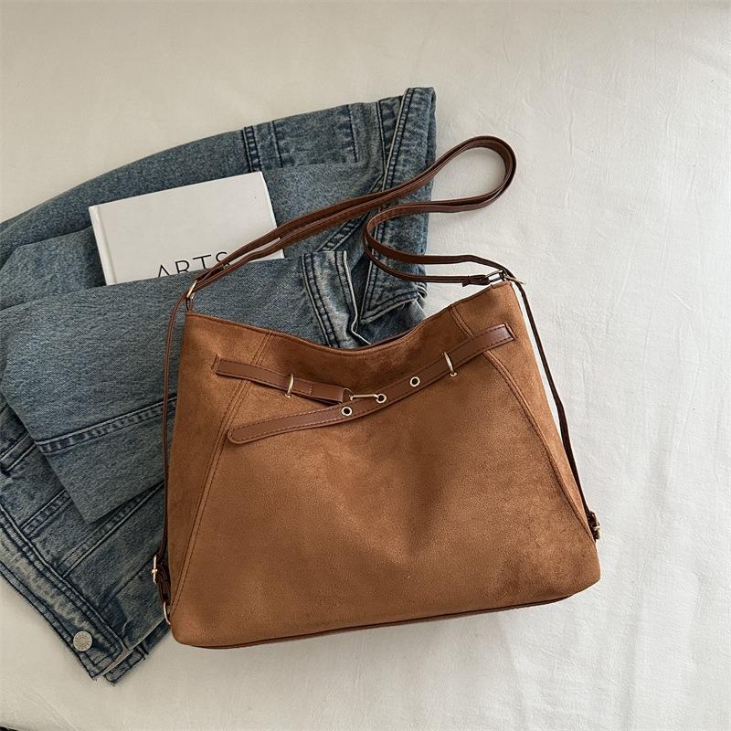 

Осень и зима новая ретро большая вместимость сумка-тоут женская повседневная простая для работы на одном плече двойное плечо сумка-мессенджер коричневый