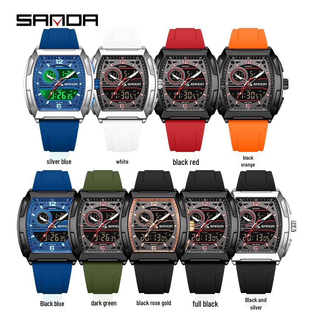 SANDA Men's Multifunctional Sports Watch - Dual Display, Waterproof, Casual & Versatile.