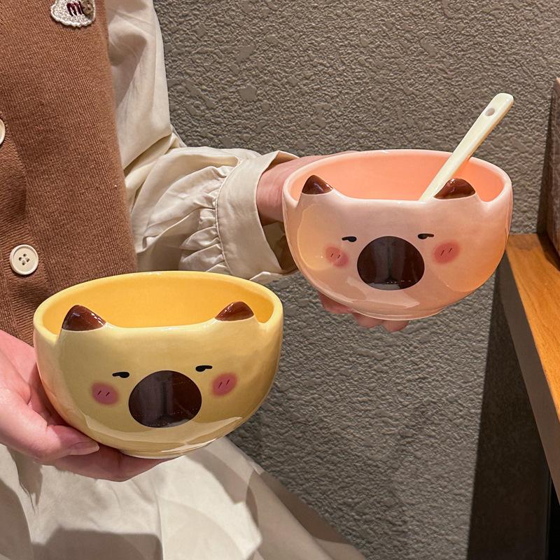 ins cute siamese cat ceramic rice bowl personal special bowl utensils children's cute tableware special beautiful rice bowl