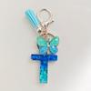 Blue Series 26 Epoxy Letter Keychain Holiday Love Fringe Accessories Gradual Change Butterfly Keychain