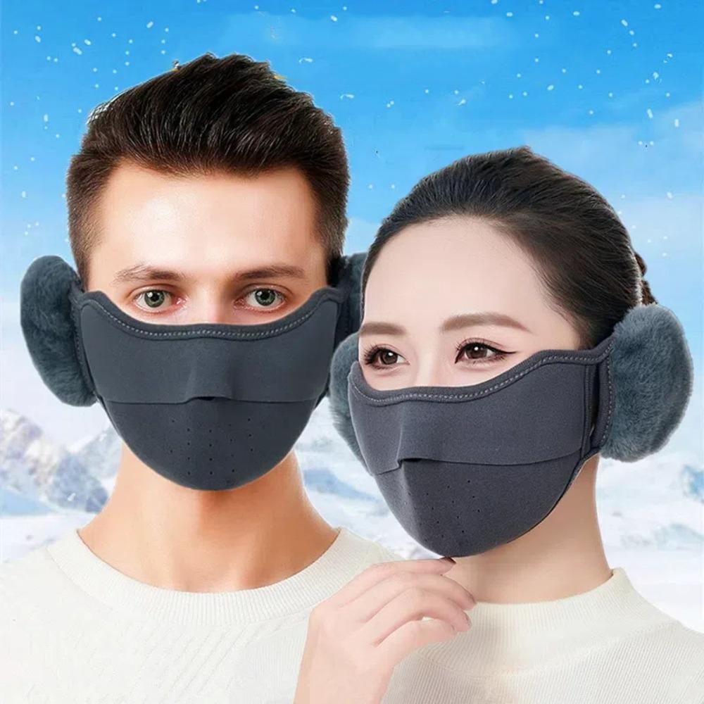 2-in-1 Fleece Winter Mask Breathable Riding Mask Thermal Earmuffs Mask for Autumn and Winter