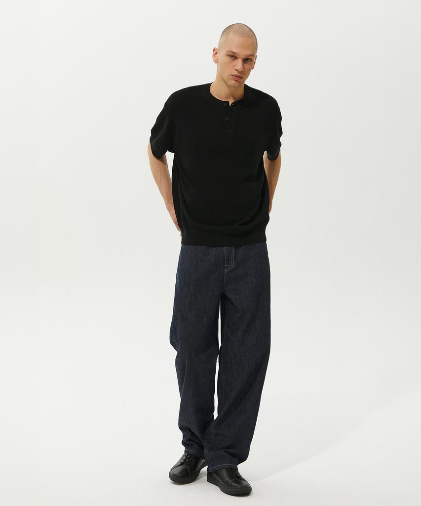 PLAC Essentials Wide Linen Denim Pants M08 Deep Blue