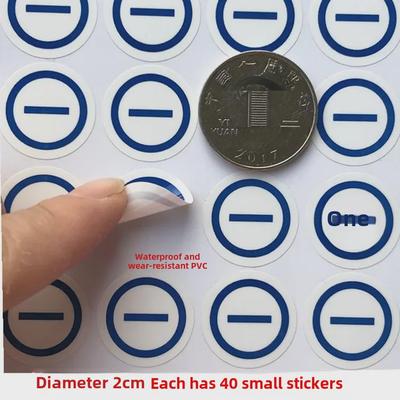 20 mm runde Aufkleber zur Identifizierung der Batteriepolarität – 40 Stück (Positiv negativ)