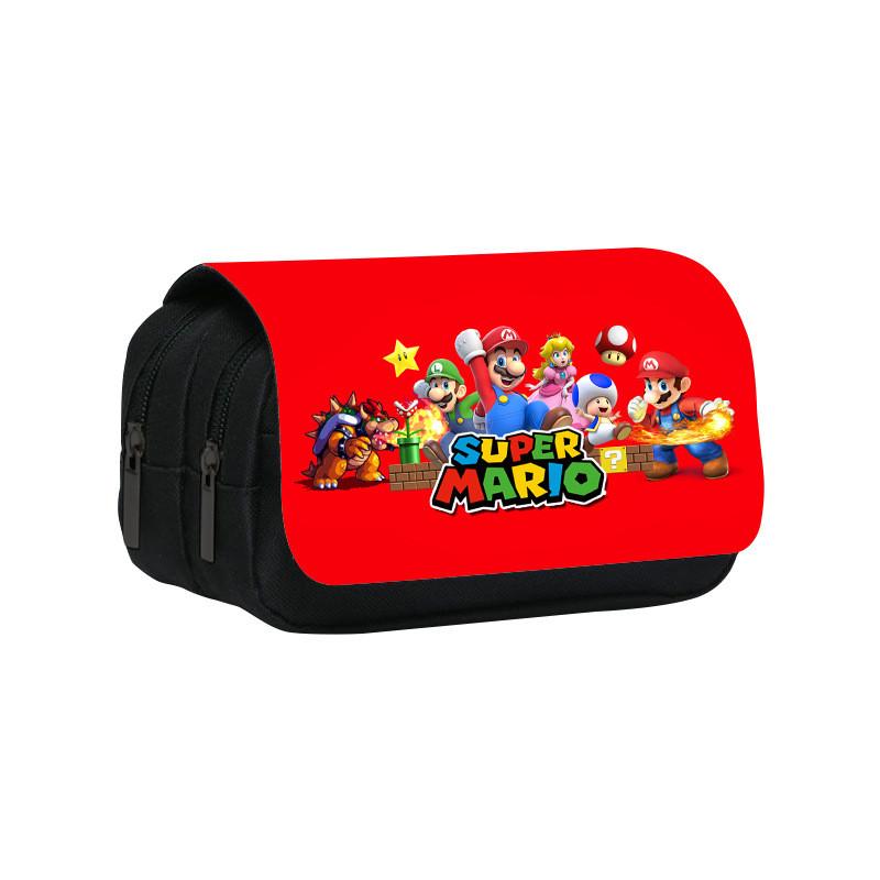 Trousse à Crayons Double Couche Mario Grande Capacité Pour Étudiants Organisateur de Fournitures Scolaires