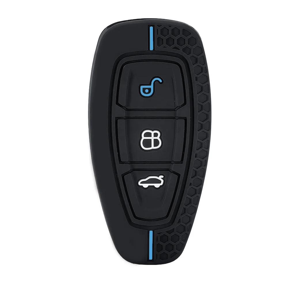New Car Key Pack for Ford ST Fiesta Focus Mondeo Ecosport Kuga Edge Escape Metallic Silicone Car Key Fob Case Accessories