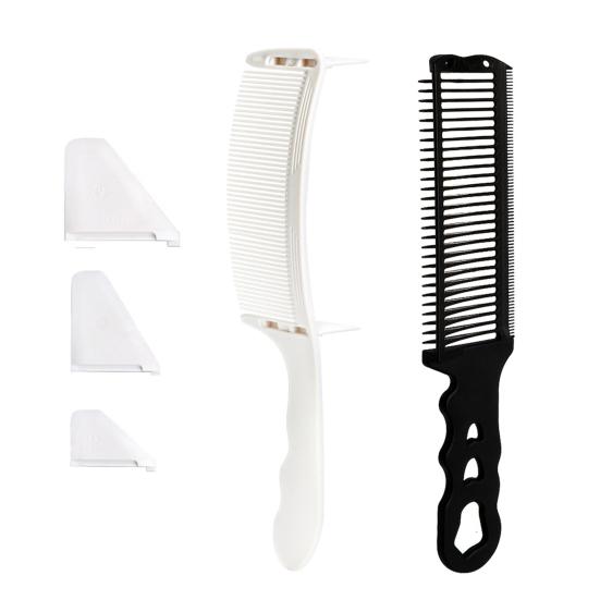 2 stk Barber Hårklipp Fade Kam Profesjonell Buet Plassering Blande Klippemaskin Kam Menn Kvinner Hårtrimmekam Frisørverktøy