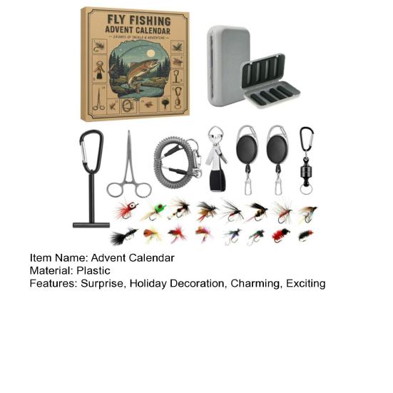 2025 Fly Fishing Advent Calendar 24 Days Christmas Fishing Countdown Calendar with 24 Pcs Fly Lures Hooks Baits Holiday Gifts for Men Fishing Lovers