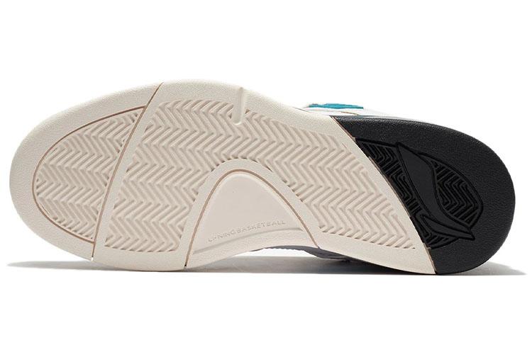 Li Ning Slip Resistant Abrasion Resistant Low top Vintage Basketball Shoes White Blue AGBS031-3
