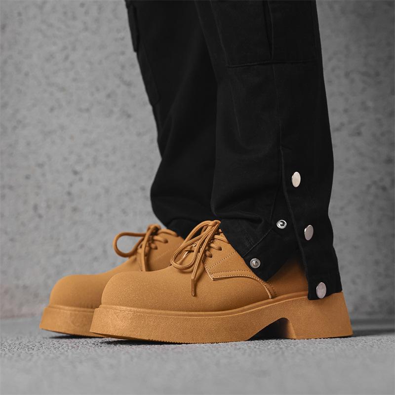 

Новая мужская рабочая повседневная обувь с большой головой из кожи, нишевая низкая, на толстой подошве, увеличивающая рост, мужская обувь Z117 44 хаки