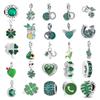 New 925 Silver Green Lucky Grass Avocado Cactus Pendant Bead,Fit European Bracelet DIY Accessory, Women's Charm Jewelry
