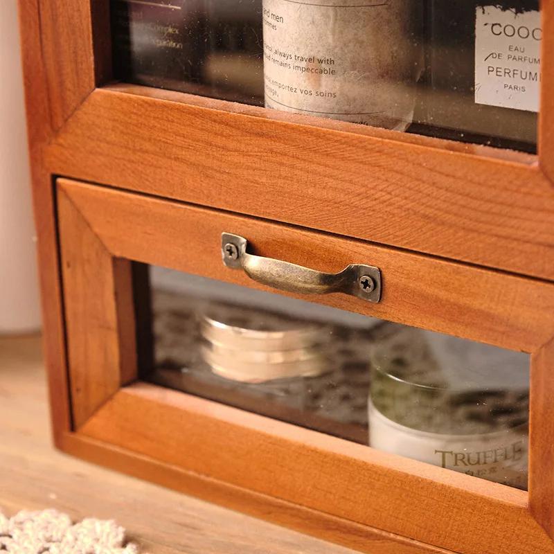 Retro simple style makeup brush storage desktop remote control box Desk storage shelf desktop storage box