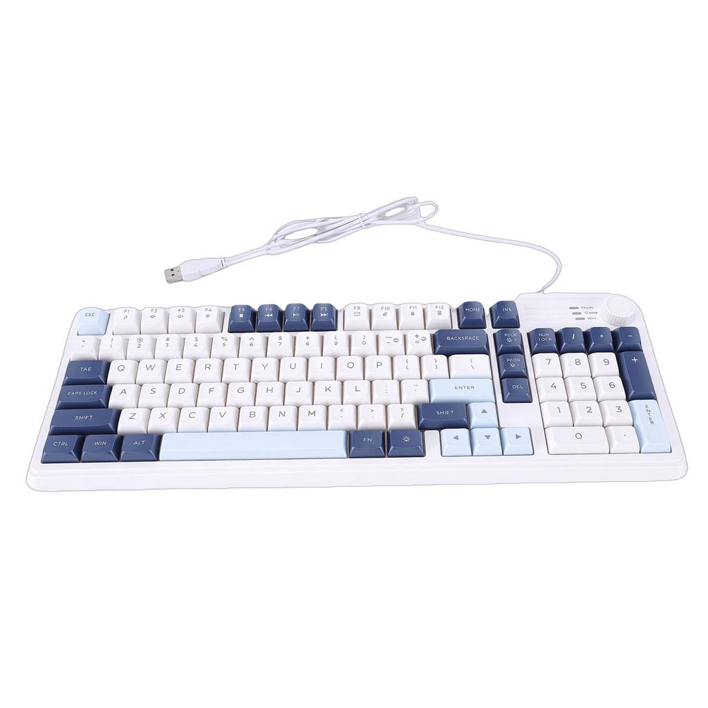 Wired Keyboard RGB Backlit USB Interface Gaming Keyboard with Knob Function for Computer