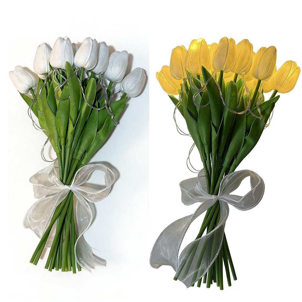 

Tulip LED Night Light: Creative Artificial Flower Bouquet Desk Lamp for Home Decoration
