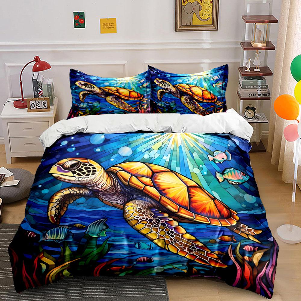 Colorful Sea Turtle Bedding Set Bedding Duvet Cover Set Duvet Cover Pillowcases (1 * Duvet Cover 2 * Pillowcases, Without Duvet Insert)