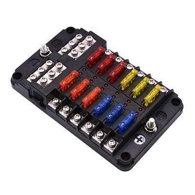 Universal 12 Way Blade Fuse Holder Pbt Pc Fuse Box Block Case 12v/24v Car Truck Boat Marine Bus Rv Van
