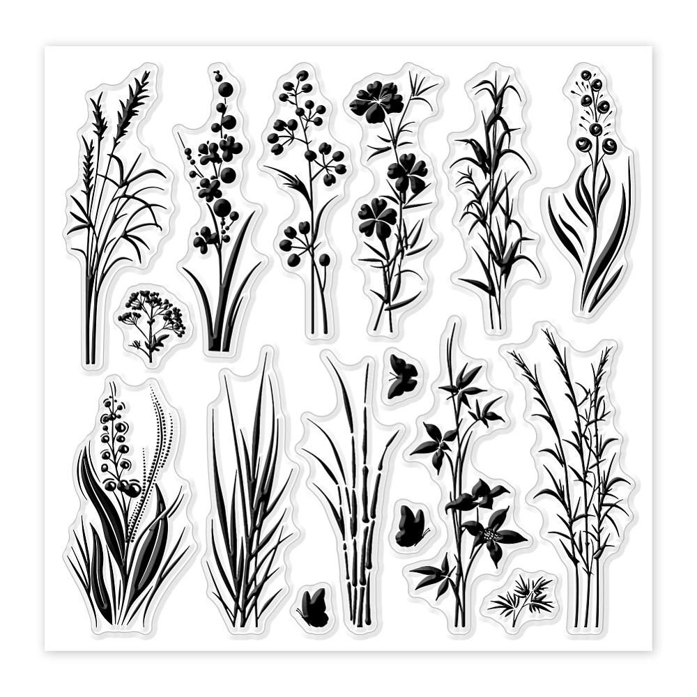 PVC Plastic Stamps for DIY Scrapbooking Photo Album Decorative Cards Making Stamp Sheets Film Frame Flower 15x15cm
