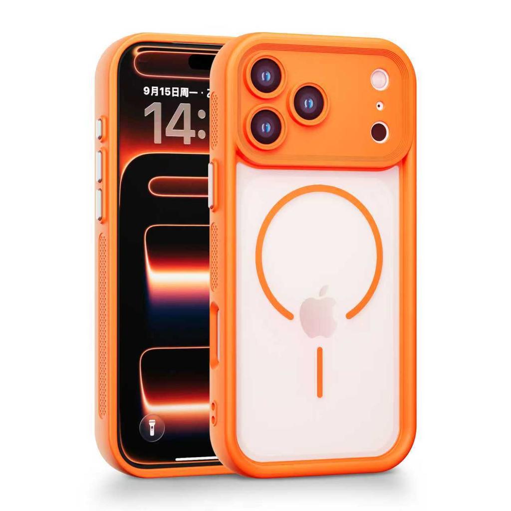 For IPhone17ProM Mobile Phone Case 16 Two-in-one Magnetic Suction for Apple 15 Electroplated Buttons PC Anti-fall Cooling Mobile Phone Case