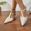 Soft Leather Sandals Women's Spring Summer Mid Heel Slip-On Oes Comfortable High Heels Korean Sle Sandals