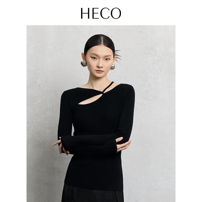 

HECO Women s Asymmetric Cut-out Wool Blend Knit Top S
