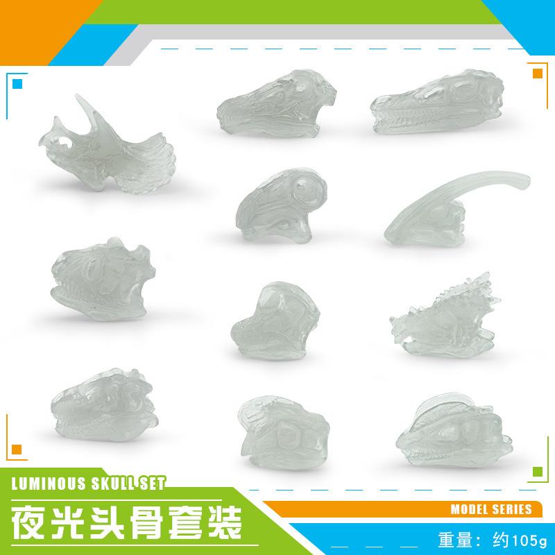 Archaeological Excavation Simulation Luminous Skull Model Dinosaur Animal Triceratops Saber-Toothed Tiger Fossil Skeleton Ornament