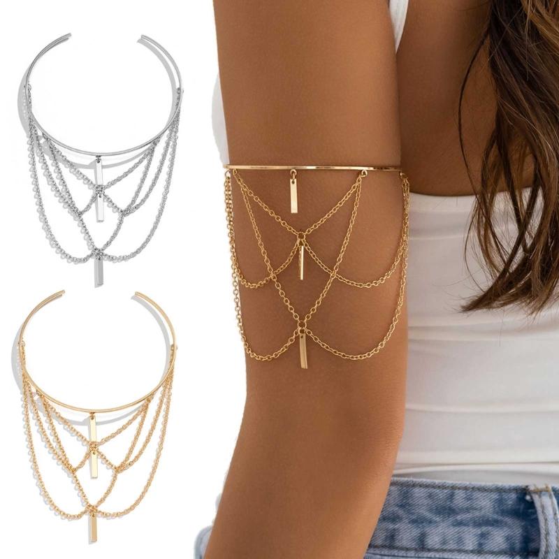 Tassel Arm Bracelets Tassel Arm Bangles Open Arm Bracelets Adjustable Bracelets Wedding Bridal Arm Chain Bangle Jewelry