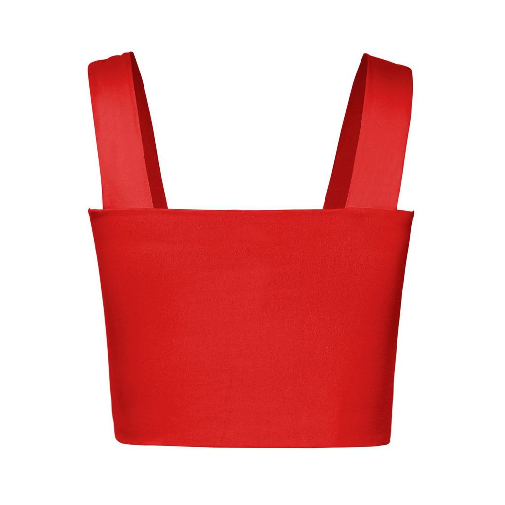 Čtvercový výstřih Tílko Široká ramínka Crop Tops Ženy Léto Košilka Jednobarevná Košilka Módní tubus Dámská zkrácená vesta bez rukávů Y2K Oblečení