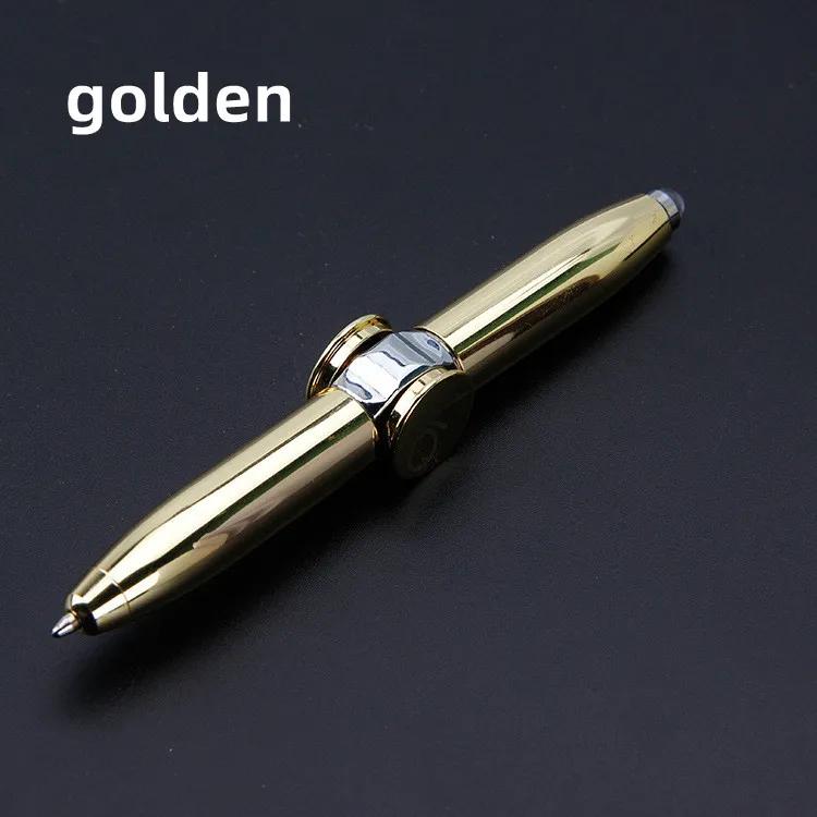 Multi-Functional Gyro Pen Decompression Finger Rotation Toy Fidget Spinner LED Light Ballpoint Pen Metal Gyro Pen Gift