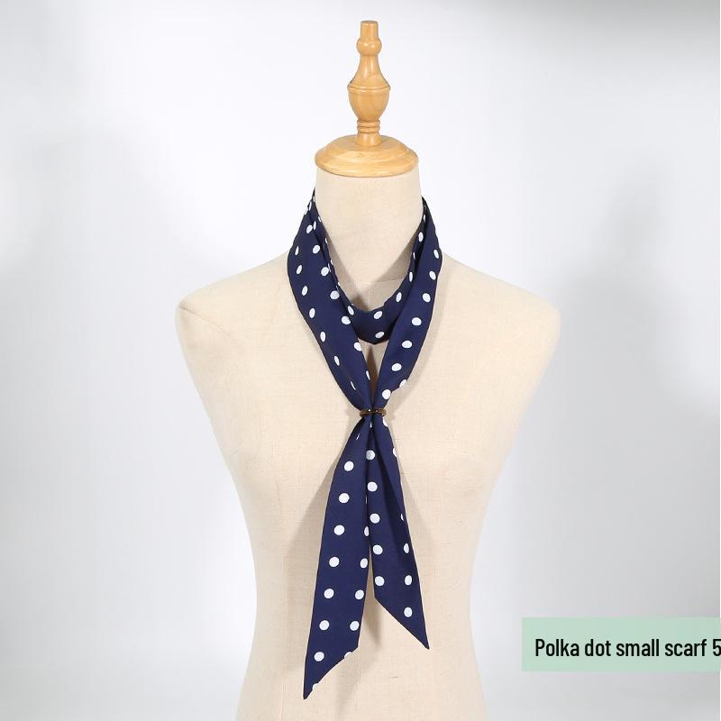 Polka Dot Silk Scarf: Versatile Ribbon for Bags & Ties - Spring & Autumn Korean Style