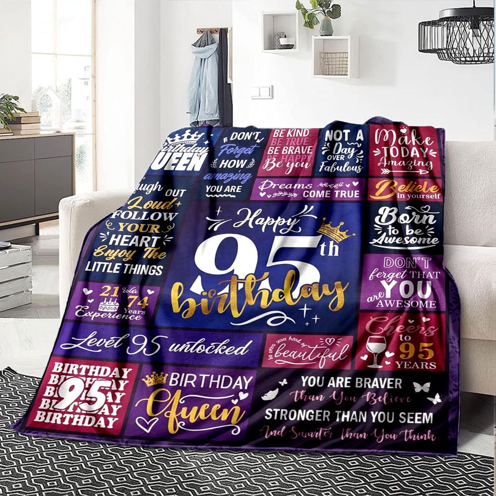 95Th Birthday Celebration Lightweight Blanket Comfortable Ure Throw For Sofa Couch Office Bed Picnics for All Occasions Digital Print Gift Y28