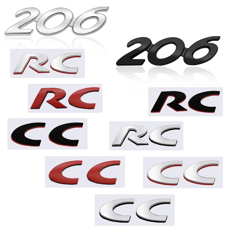 Adesivo Metallico 3D SQOB1 Emblema Decorazione RC 206 CC Adesivi per Bagagliaio Posteriore Per Peugeot Car Styling