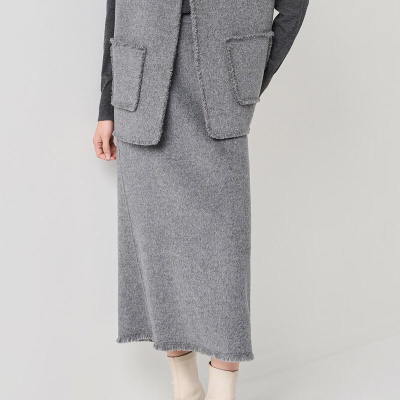 

IVENI AEOG755 Pure Wool Double-sided Straight Skirt L