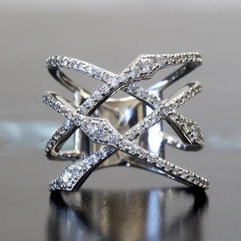 Fashion Versatile Personalized American Ring High end  Temperament Cross line    Zircon Accessories 6